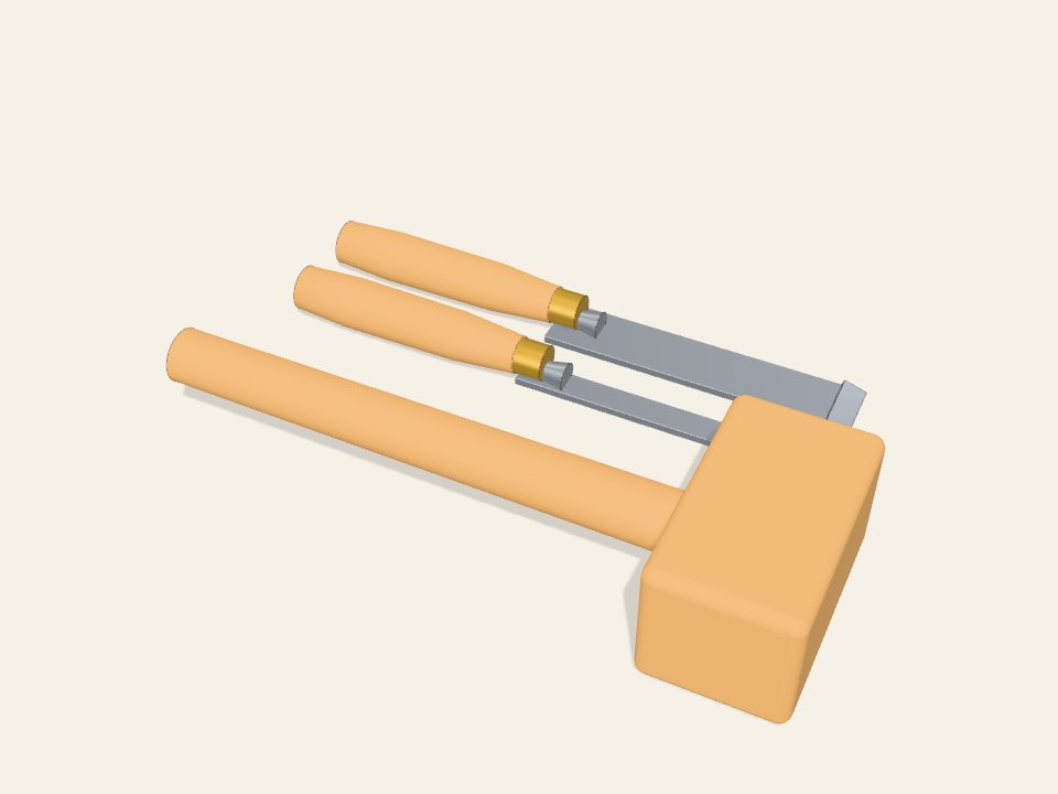 Ciseaux à bois et maillet